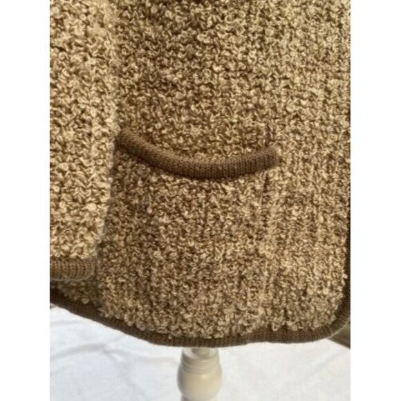 Vintage Susan Ess Tan Beige Ribbed Knit Cardigan Sweater Pockets Size Large L - Picture 4 of 8